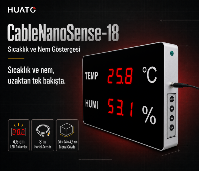 Huato CableNanoSense-18 sıcaklık ve nem göstergesinin genel özellikleri